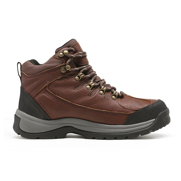 Men's Waterproof Leather Steel Toe Work Boots - BROWN LITCHI - 2